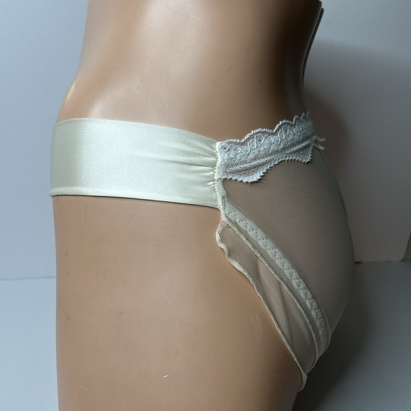 IZA Liquid Satin Cream Embroidered Floral Smooth Silky Stretch Feminine Panties - Picture 7 of 13